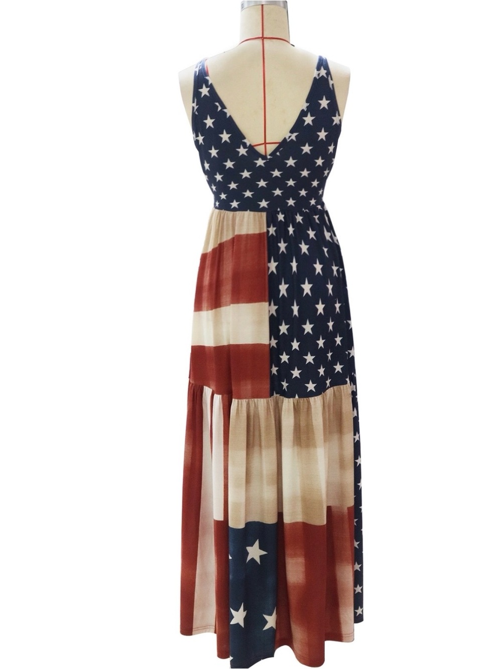 SOLD- Star & Stripe Maxi Dress in Blue, Red & Cream NEW BOUTIQUE - Picture 2 of 3